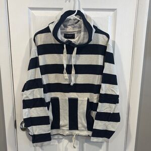 Lucky Brand Striped Navy and White Baja Hoodie Sweater Size Medium